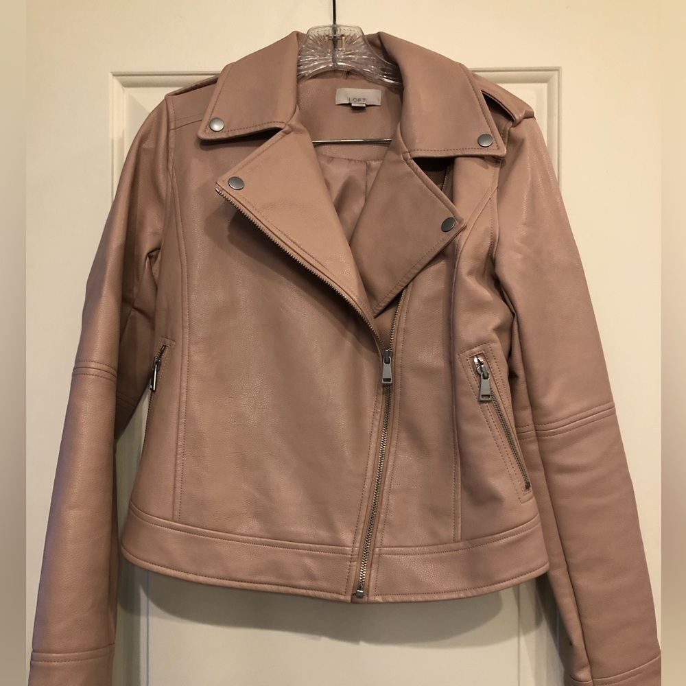 Ann Taylor Loft Faux Leather Moto Jacket Size 2